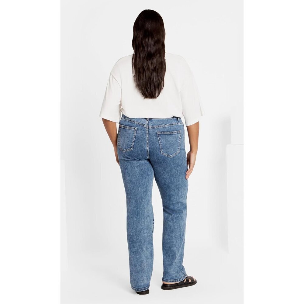 Women's Stretch Cotton Straight Jeans Plus Size Mid Rise 24 Chic Durable - Picture 4 of 7